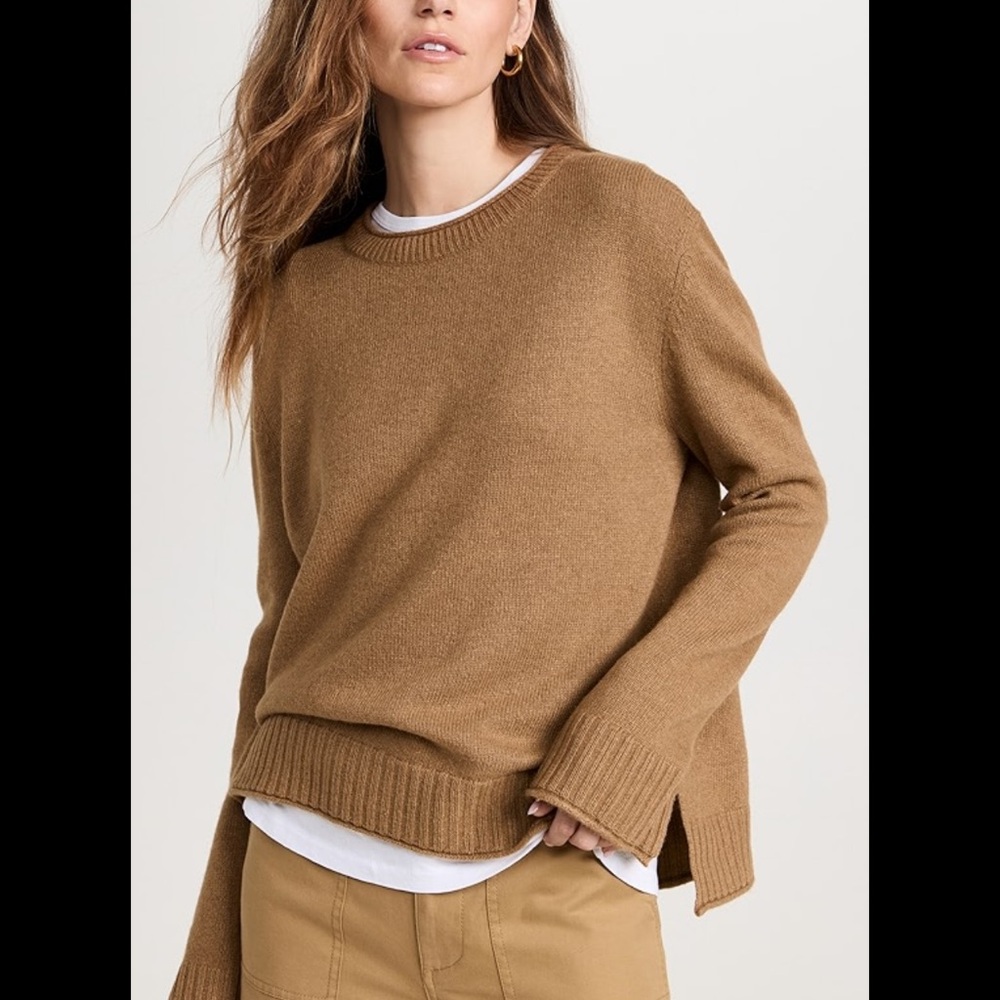 Elodie Camel Scoop Crewneck Sweater